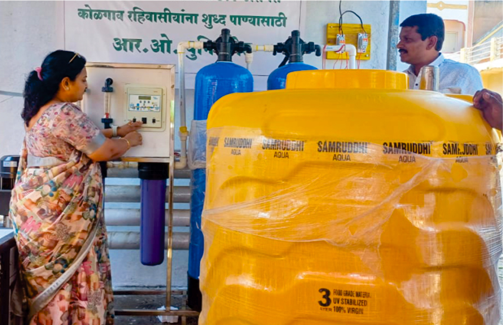 RO water purification unit installed by Nirmal Seeds for Kolgaon village residents